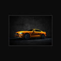 Orange sports car on a dark background