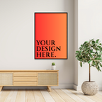 Custom LED GlowFrame with your own design on a living room wall